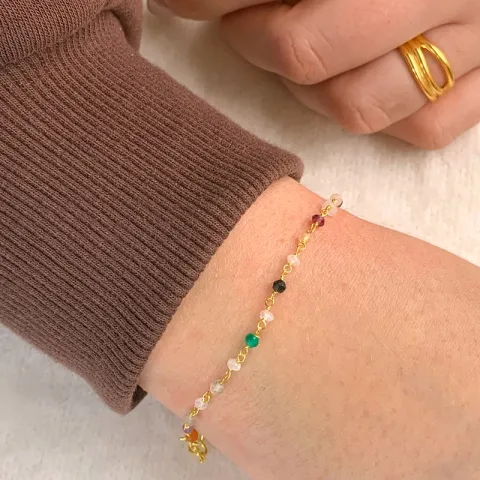 multifärgat armband i förgyllt silver x