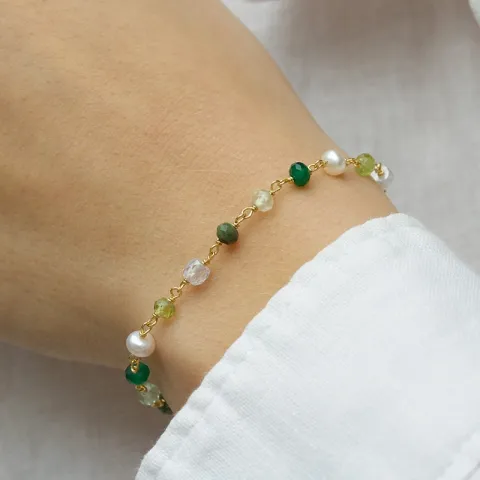 multifärgat armband i förgyllt silver 17 plus 3 cm x 4,3 mm