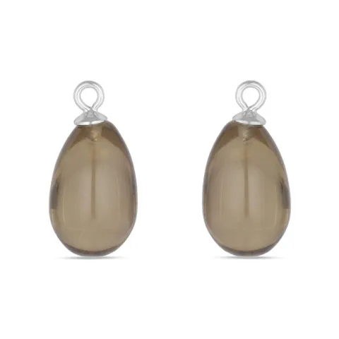 Kollektionsprov rökfärgad kvarts hängen till örhängen i silver