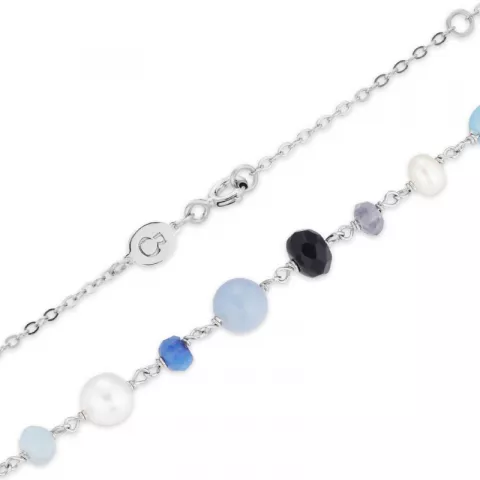 blå halsband i silver  x 6,5 mm