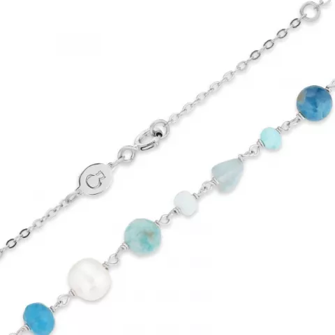 blå turkis halsband i silver  x 6,3 mm