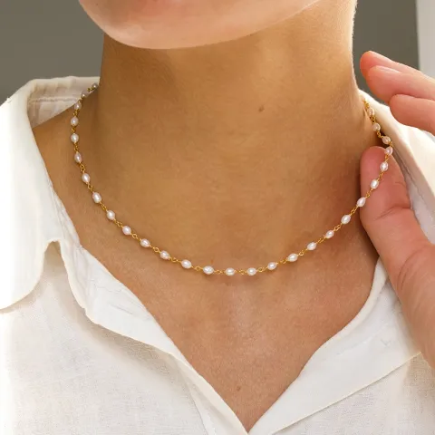 3 mm halsband med sötvattenspärlor