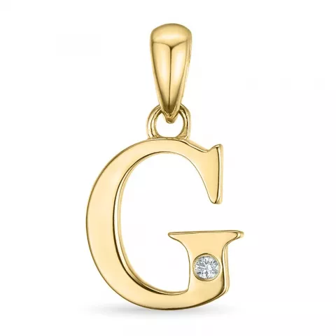 bokstav g diamant hängen i 9 carat guld 0,01 ct