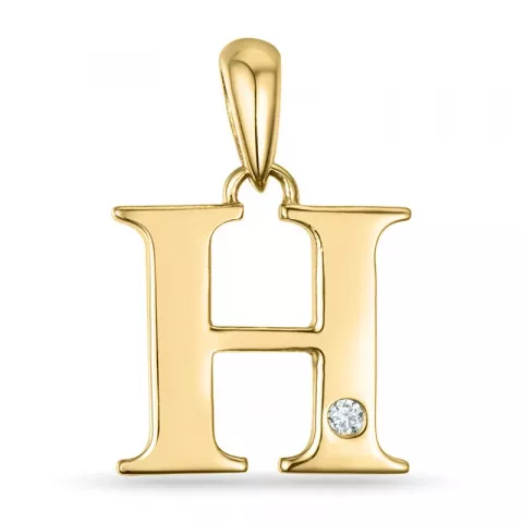 bokstav h diamant hängen i 9 carat guld 0,01 ct