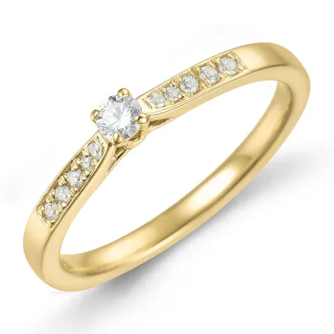 lab grown diamant ring i 9 karat guld 0,10 ct 0,07 ct