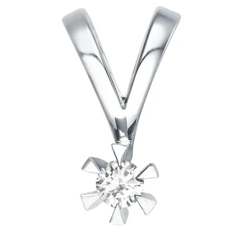 0,10 ct lab grown diamant solitärberlock i 9 carat vitguld 0,10 ct