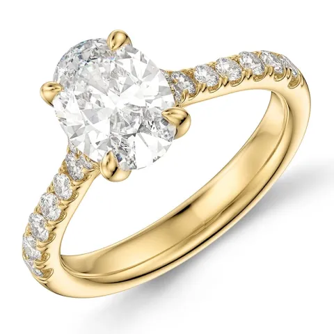 oval lab grown diamant ring i 14  karat guld 2,0 ct 0,29 ct