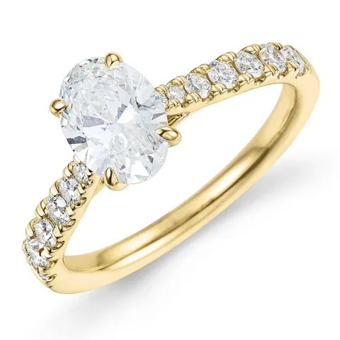 oval lab grown diamant ring i 14  karat guld 1,0 ct 0,34 ct