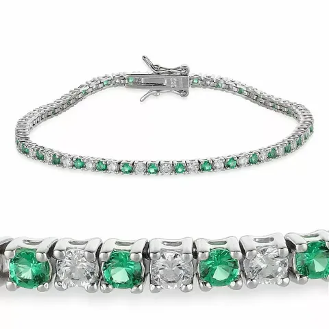 grön zirkon tennisarmband i silver x 2,6 mm