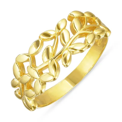 blad ring i förgyllt silver