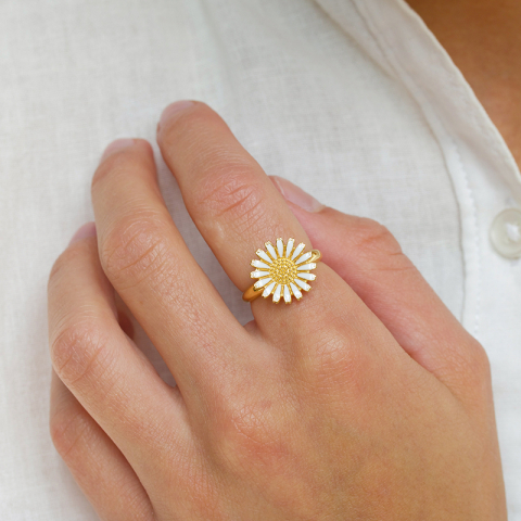 14 mm prästkrage ring i förgyllt silver