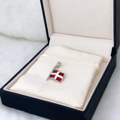 Dannebrog flagga hängen i silver