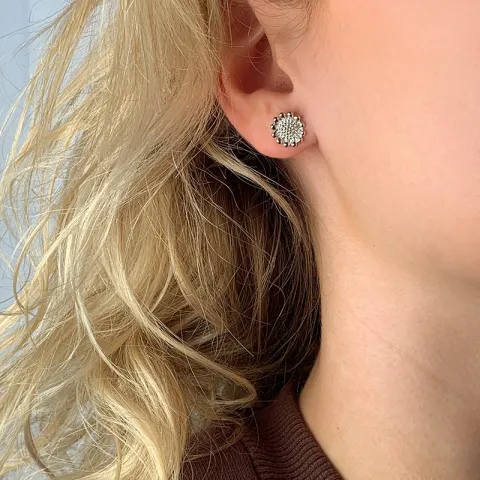 blommor örhängen i rhodinerat silver