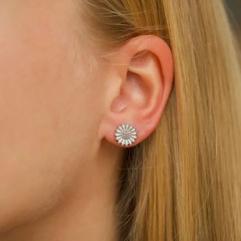 10 mm prästkrage örhängestift i rhodinerat silver