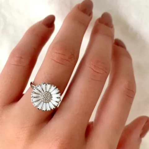 15 mm prästkrage ring i rhodinerat silver