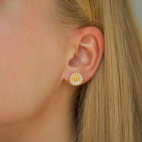 12 mm prästkrage blå örhängestift i förgyllt silver - Marie