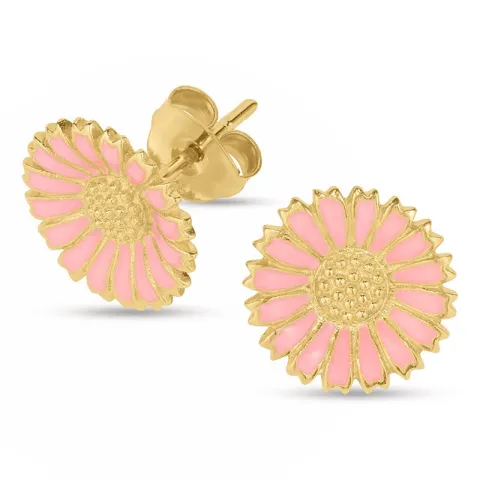 12 mm prästkrage rosa örhängen i förgyllt silver - Marie