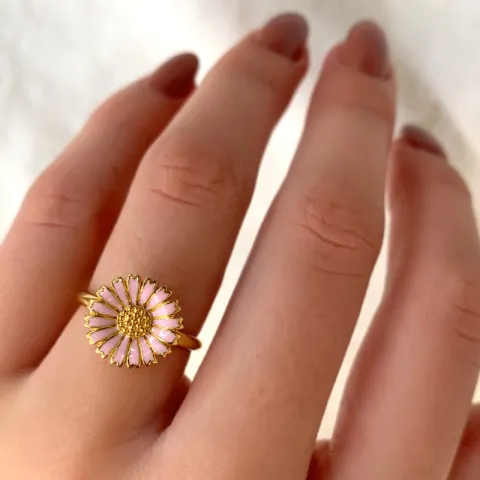 12 mm prästkrage rosa ring i förgyllt silver