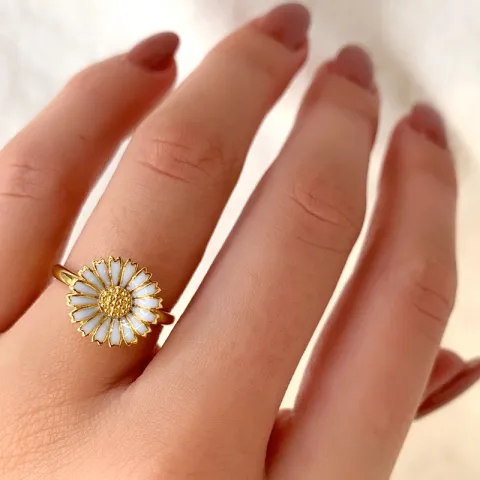 12 mm prästkrage blå ring i förgyllt silver