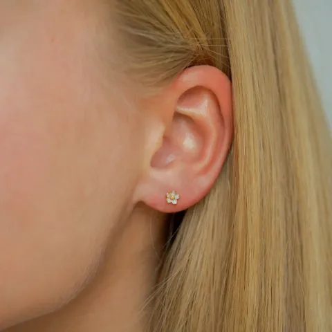 5 mm prästkrage blå örhängestift i förgyllt silver - Majse