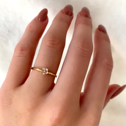 5 mm prästkrage rosa ring i förgyllt silver