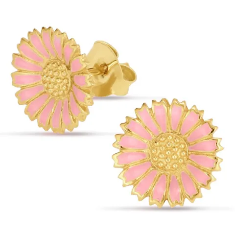 11 - 12 mm prästkrage rosa örhängestift i förgyllt silver - Marie
