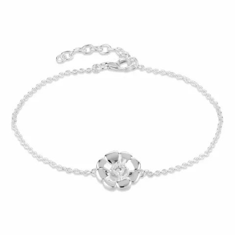 blommor zirkon armband i silver