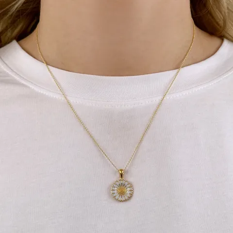 15 mm prästkrage blå halsband i förgyllt silver - Marie
