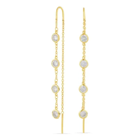 zirkon kedja örhängen i förgyllt silver