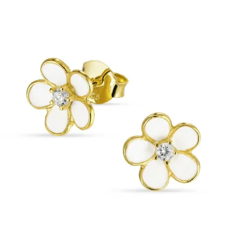 blommor örhängestift i förgyllt silver - Majse