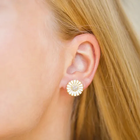 14 mm prästkrage zirkon örhängestift i förgyllt silver - Marie