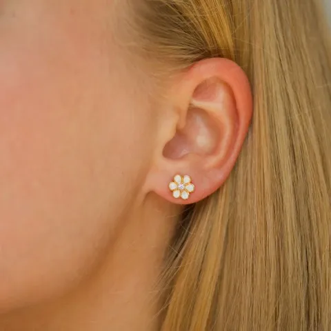 8 mm prästkrage zirkon örhängestift i förgyllt silver - Majse