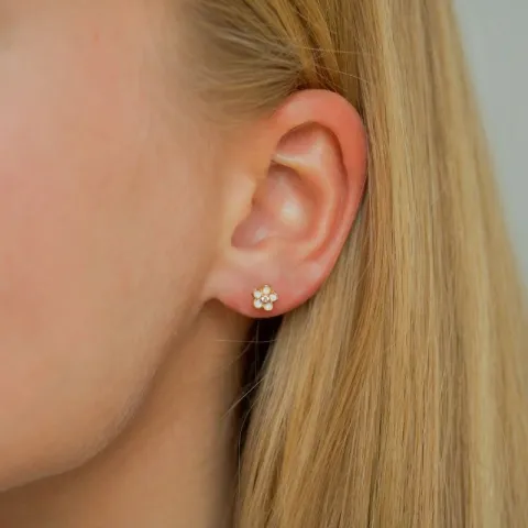 5,5-6 mm prästkrage zirkon örhängestift i förgyllt silver - Majse