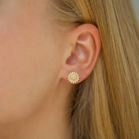 10 mm prästkrage zirkon örhängestift i förgyllt silver - Marie