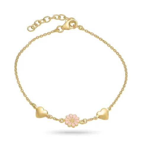 hjärta prästkrage rosa armband i förgyllt silver - Maggie