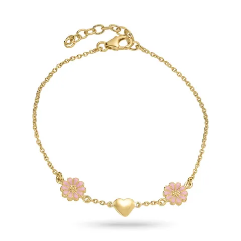 hjärta prästkrage rosa armband i förgyllt silver - Maggie