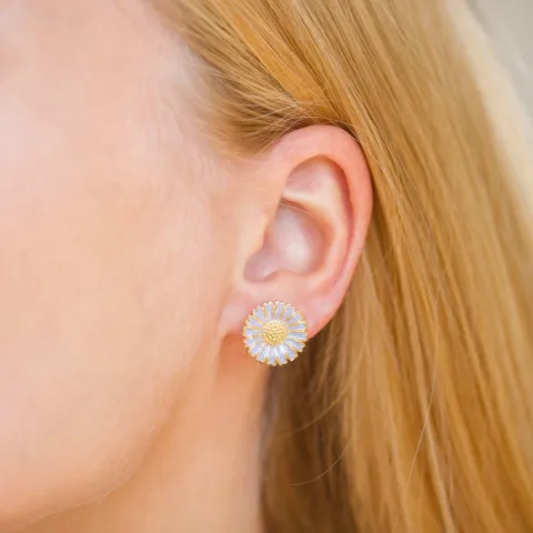 14 mm prästkrage lila örhängestift i förgyllt silver - Marie