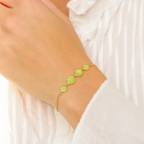 prästkrage ljusgrön armband i förgyllt silver - Maggie