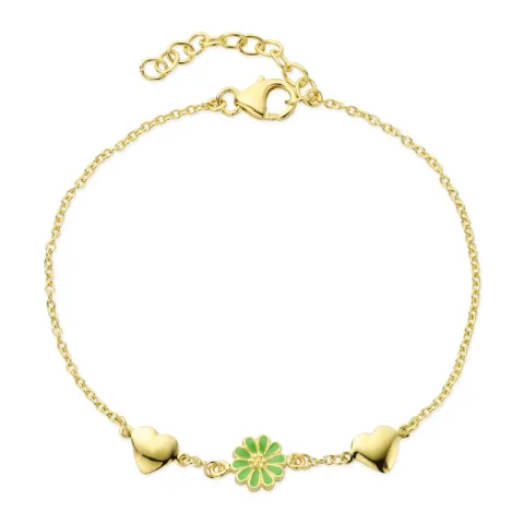 hjärta prästkrage ljusgrön armband i förgyllt silver - Maggie