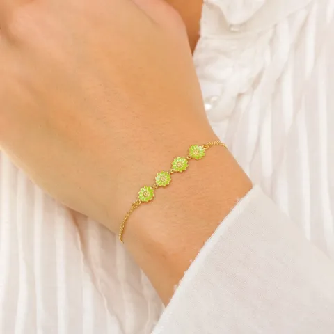 prästkrage ljusgrön armband i förgyllt silver - Maggie