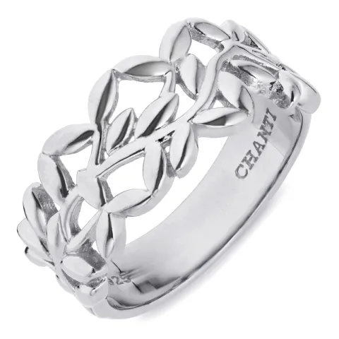 blad ring i silver