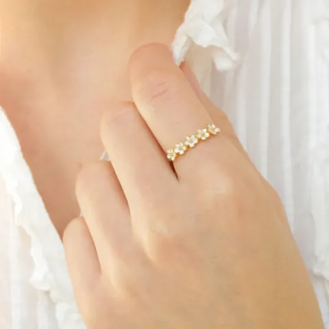 prästkrage vit ring i förgyllt silver - Majse