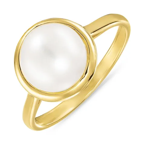 pärla ring i förgyllt silver