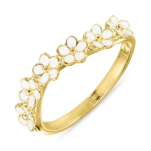 prästkrage vit ring i förgyllt silver - Majse