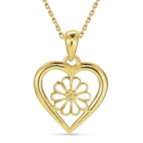 hjärta prästkrage halskedja med berlocker i förgyllt silver - Maggie