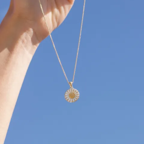 15 mm prästkrage halskedja med berlocker i förgyllt silver - Marie