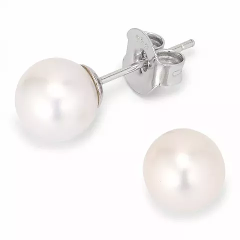 7-7,5 mm aaa-graderad vita pärlörhängestift i silver