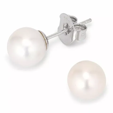 7-7,5 mm aaa-graderad vita pärlörhängestift i silver