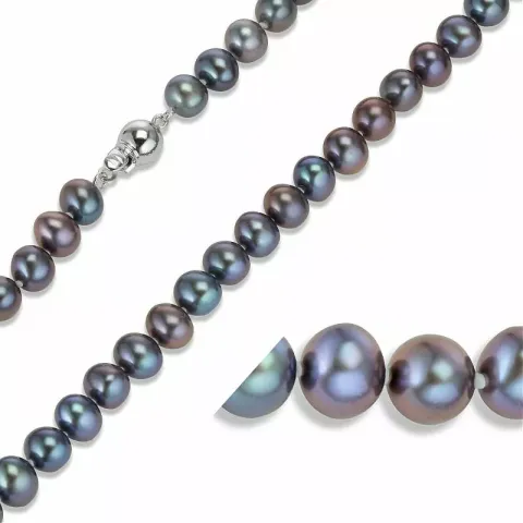 45 cm a-graderad ellipsform pärlhalskedja med sötvattenspärlor.