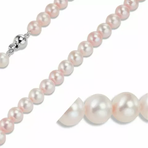 45 cm aa-graderad ellipsform pärlhalskedja med sötvattenspärlor.